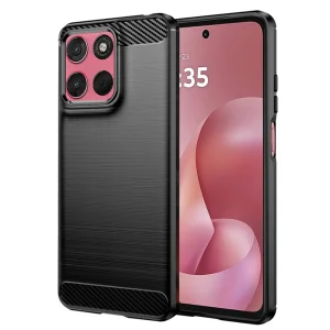 Силиконов Калъф Carbon Fibre Brushed за Motorola Moto G57 Power / G67 Power, черен