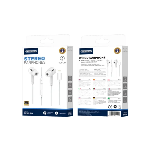 Earphones with microphone Jellico EP3A, LIGHTNING, white 4
