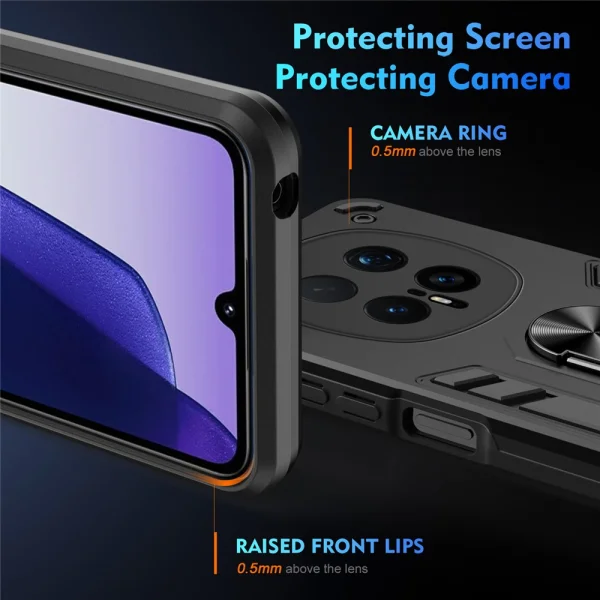 Удароустойчив калъф Hybrid Ring Holder Kickstand за Honor Magic8 Pro 5G, Черен 3