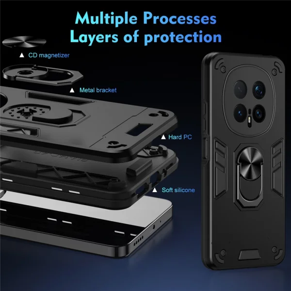 Удароустойчив калъф Hybrid Ring Holder Kickstand за Honor Magic8 Pro 5G, Черен 5