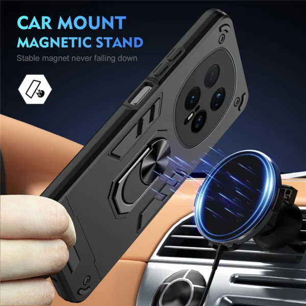 Удароустойчив калъф Hybrid Ring Holder Kickstand за Honor Magic8 Pro 5G, Черен 2