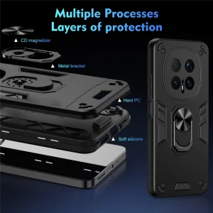 Удароустойчив калъф Hybrid Ring Holder Kickstand за Honor Magic8 Pro 5G, Черен 5