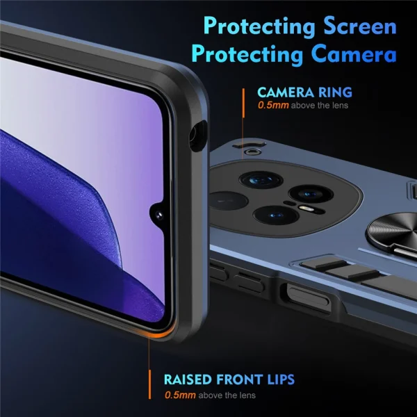 Shockproof Case Hybrid Ring Holder Kickstand for Honor Magic8 Pro 5G, Blue 2