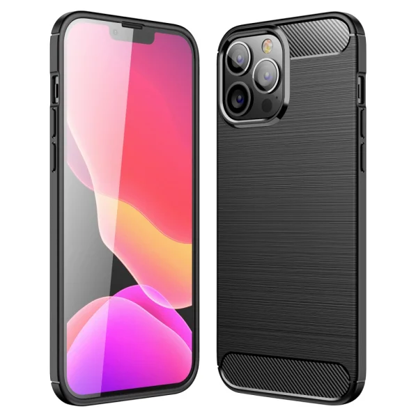 Silicone case Carbon Fiber for iPhone 13 Pro Max, Black 1