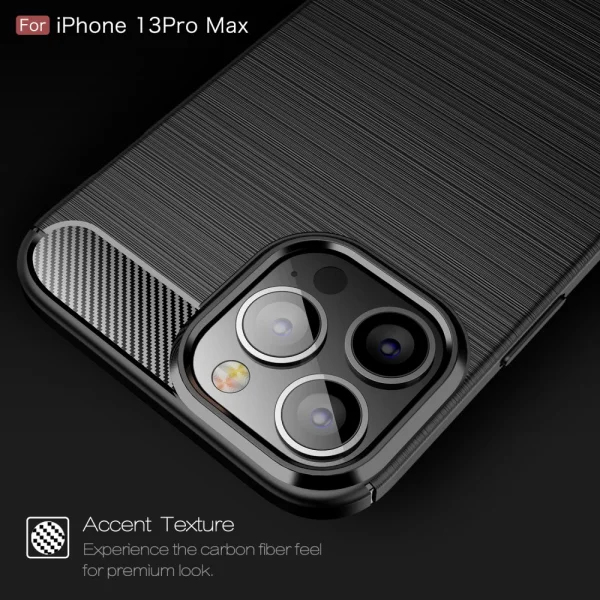 Silicone case Carbon Fiber for iPhone 13 Pro Max, Black 3