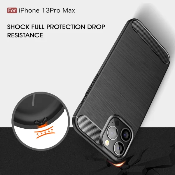 Silicone case Carbon Fiber for iPhone 13 Pro Max, Black 2