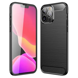 Силиконов калъф Carbon Fiber за iPhone 13 Pro Max, Черен
