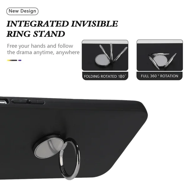 Silicone case Matte Ring Kickstand for Samsung Galaxy S26 Plus, Black 4