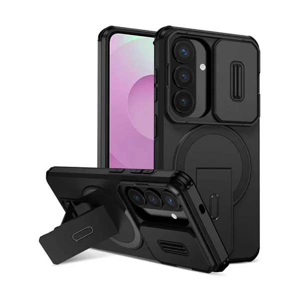 Калъф Magnetic Metal Kickstand Camera Slider за Samsung Galaxy S26 / S26 Pro, черен 1