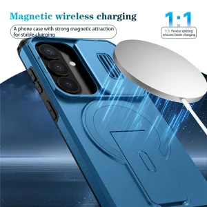 Калъф Magnetic Metal Kickstand Camera Slider за Samsung Galaxy S26 / S26 Pro, син 3