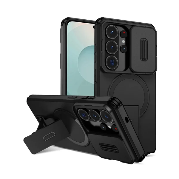 Калъф Magnetic Metal Kickstand Camera Slider за Samsung Galaxy S26 Ultra, черен 1