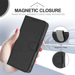 Калъф Тефтер Solid Color Cover with Wallet за Honor Magic8 Lite 5G / X9d 5G / X70 5G, Черен 4