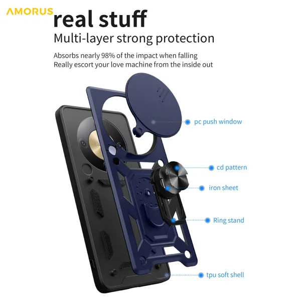 Удароустойчив калъф AMORUS CamShield Series за Honor Magic8 Lite 5G / X9d 5G / X70 5G, Син 2