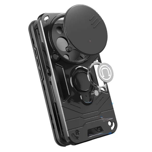 Shockproof Camshield Kickstand Case for Honor X70 5G / X9d 5G / Magic8 Lite 5G, Black 2