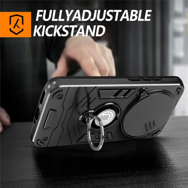 Shockproof Camshield Kickstand Case for Honor X70 5G / X9d 5G / Magic8 Lite 5G, Black 3