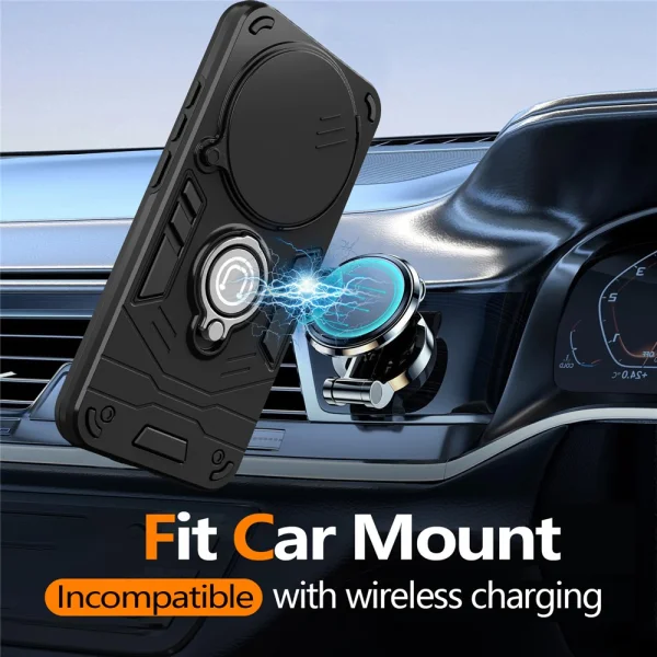 Shockproof Camshield Kickstand Case for Honor X70 5G / X9d 5G / Magic8 Lite 5G, Black 4