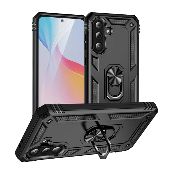 Shockproof back cover Ring Holder Kickstand for Samsung Galaxy A37 5G, Black 1