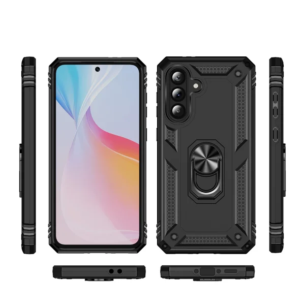 Shockproof back cover Ring Holder Kickstand for Samsung Galaxy A37 5G, Black 2