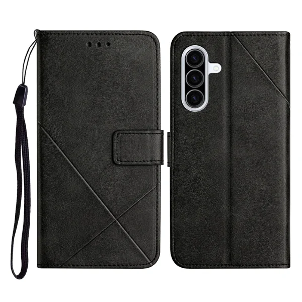 Калъф Тефтер Line Pattern Wallet за Samsung Galaxy A37 5G, Черен 1