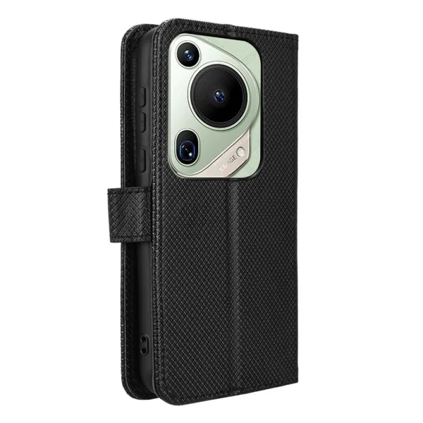 Калъф Тефтер Diamond Texture PU Leather за Huawei Pura 70 Pro/70 Pro+/70 Ultra, Черен 5
