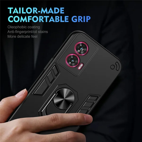 Удароустойчив гръб Ring Holder Kickstand за Motorola Edge 50 Fusion 5G, Черен 3
