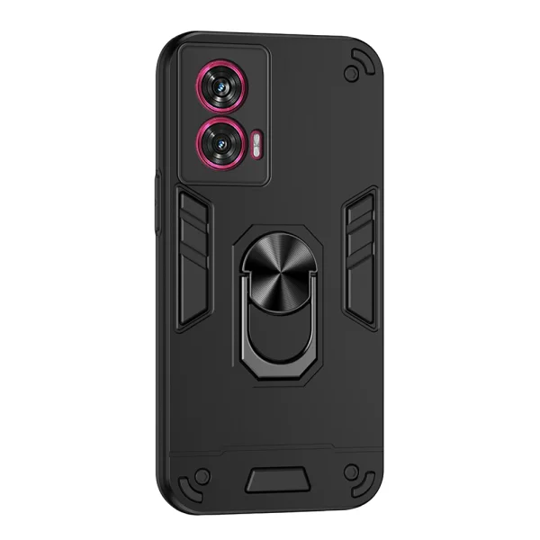 Удароустойчив гръб Ring Holder Kickstand за Motorola Edge 50 Fusion 5G, Черен 1