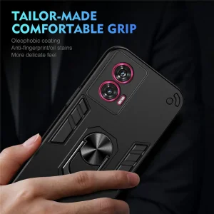Удароустойчив гръб Ring Holder Kickstand за Motorola Edge 50 Fusion 5G, Черен 3