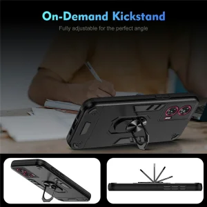 Удароустойчив гръб Ring Holder Kickstand за Motorola Edge 50 Fusion 5G, Черен 4
