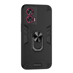 Удароустойчив гръб Ring Holder Kickstand за Motorola Edge 50 Fusion 5G, Черен