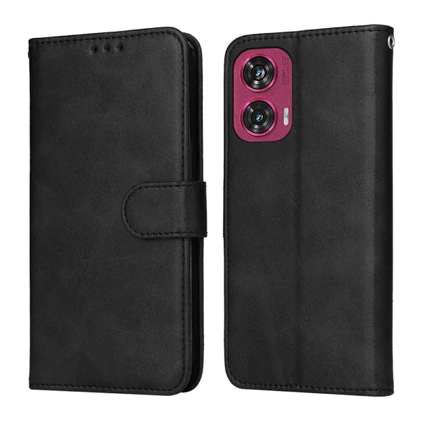 Калъф тефтер Leather Folio за Motorola Edge 50 Fusion 5G / G96 5G, Черен 1