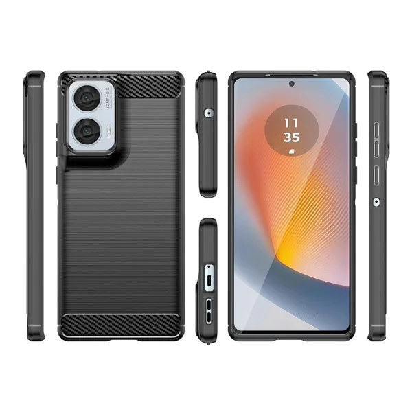 Силиконов Калъф Techsuit Carbon Fibre Brushed за Motorola Edge 50 Fusion 5G / Moto G85 5G / S50 Neo 5G, Черен 3