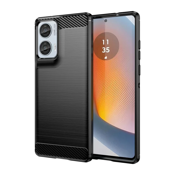 Силиконов Калъф Techsuit Carbon Fibre Brushed за Motorola Edge 50 Fusion 5G / Moto G85 5G / S50 Neo 5G, Черен 1
