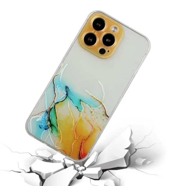 Marble Silicone Case for iPhone 13 Pro Max, Yellow Marble 2