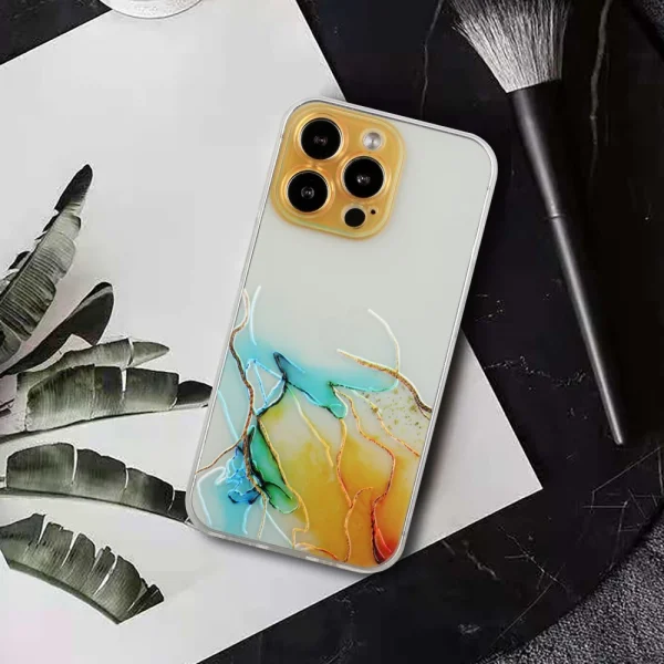 Marble Silicone Case for iPhone 13 Pro Max, Yellow Marble 4