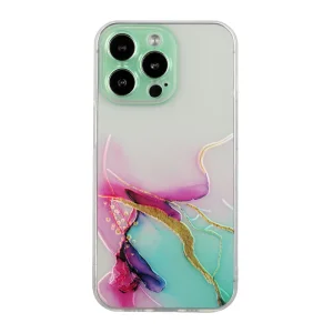 Силиконов калъф Marble за iPhone 13 Pro Max, Зелен Мрамор
