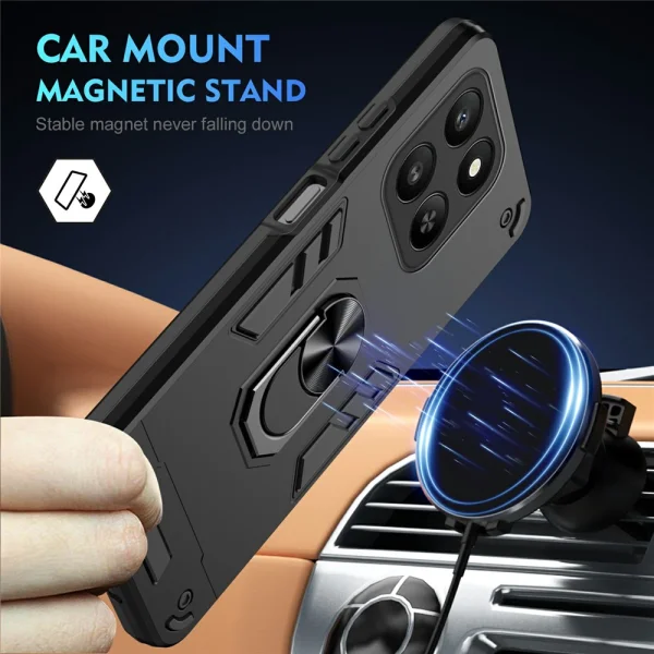 Удароустойчив гръб Ring Holder Kickstand за Honor 400 Smart 5G / X7d 4G, Черен 2