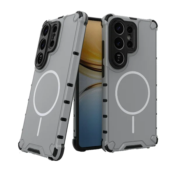 Corrugated Texture MagSF Silicone Case for Samsung Galaxy S26 Ultra, Gray 2