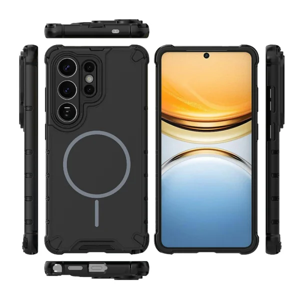 Silicone Case Corrugated Texture MagSF for Samsung Galaxy S26 Ultra, Black 3