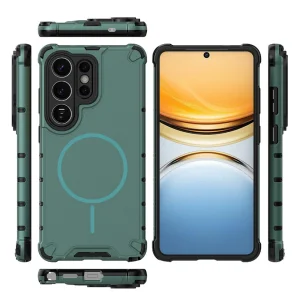 Silicone Case Corrugated Texture MagSF for Samsung Galaxy S26 Ultra, Dark Green 3
