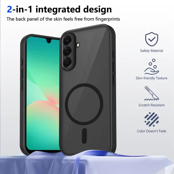Shockproof case Matte PC + TPU Anti-Drop for Samsung Galaxy A57, Black 2