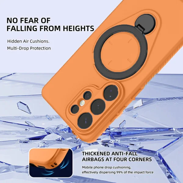 Drop-proof TPU Kickstand Shockproof Case for Samsung Galaxy S26 Ultra, Orange 3