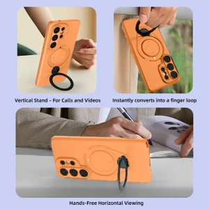 Drop-proof TPU Kickstand Shockproof Case for Samsung Galaxy S26 Ultra, Orange 4