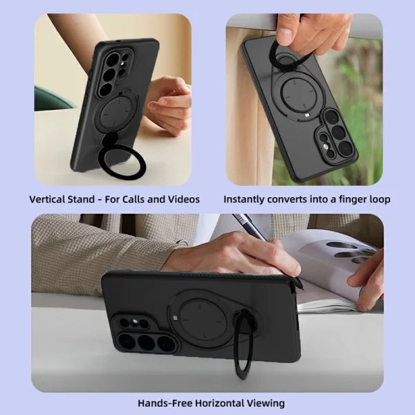 Drop-proof TPU Kickstand Shockproof Case for Samsung Galaxy S26 Ultra, Black 4