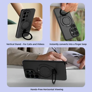 Drop-proof TPU Kickstand Shockproof Case for Samsung Galaxy S26 Ultra, Black 4
