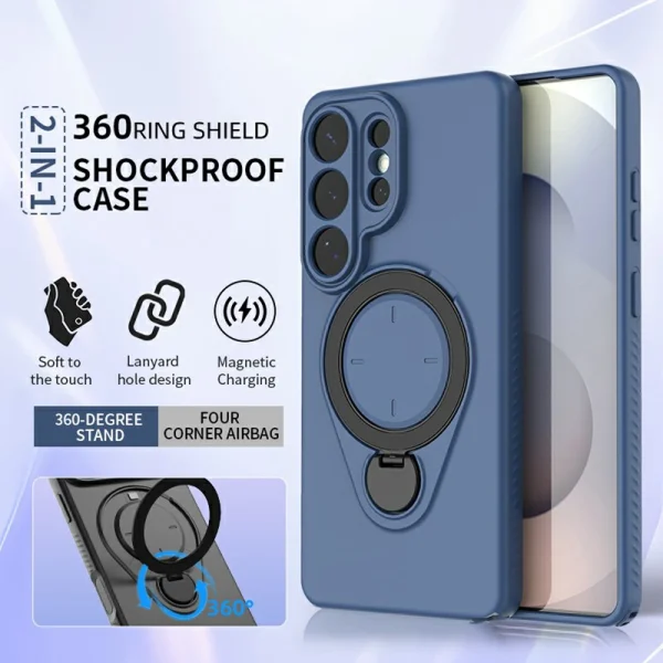 Drop-proof TPU Kickstand Shockproof Case for Samsung Galaxy S26 Ultra, Blue 2