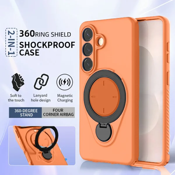 Shockproof Case Drop-proof TPU Kickstand for Samsung Galaxy S26, Orange 3