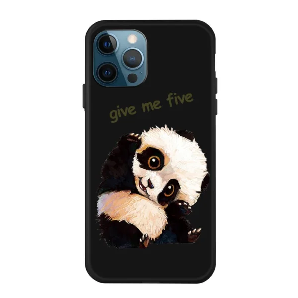 Cute Panda Silicone Case for iPhone 13 Pro, Matte Black 1