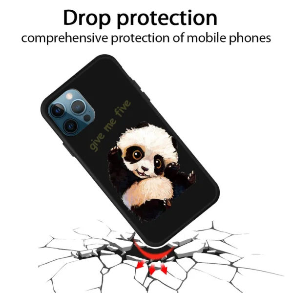 Cute Panda Silicone Case for iPhone 13 Pro, Matte Black 3