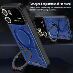 Shockproof case Rotating Magnetic Kickstand for Oppo A5x 4G / 5G, Blue 3