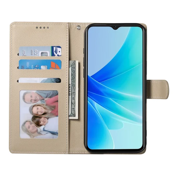 Калъф Тефтер Litchi Texture за Oppo A5x 5G / 4G, Бежов 2